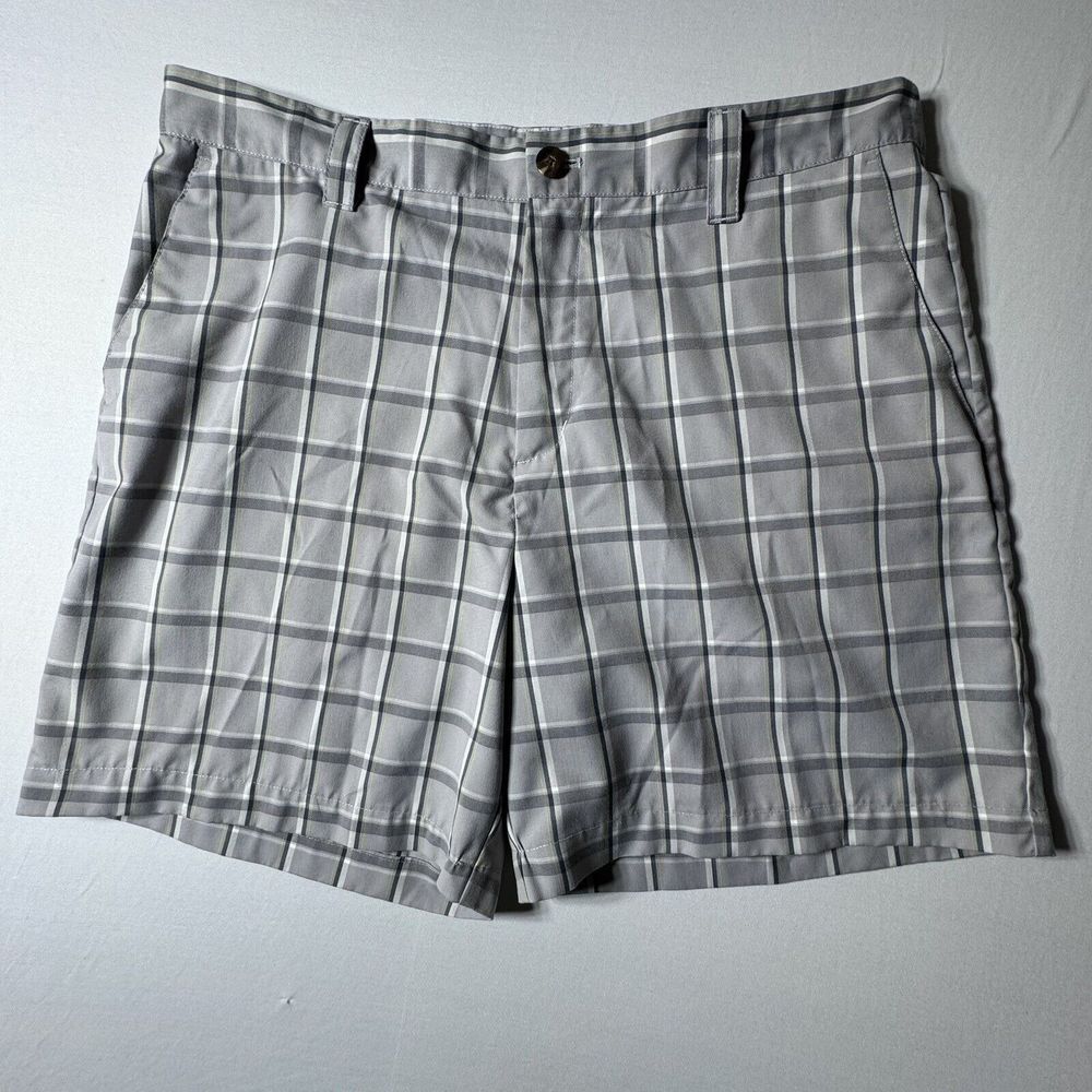 Adidas Shorts Mens 36 Gray Plaid Golf Preppy
